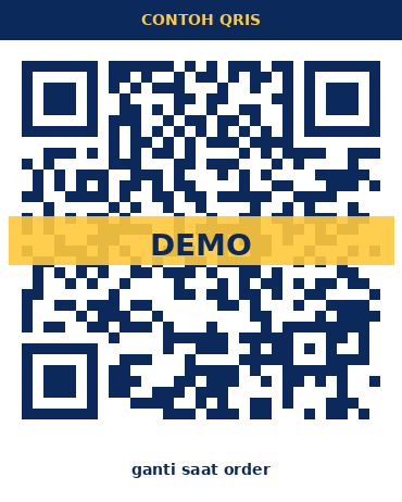 Contoh QRIS — ganti saat order (demo, bukan QR pembayaran asli)